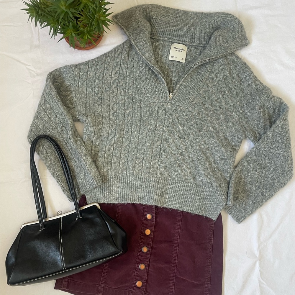 Abercrombie & Fitch Heather Gray Cowl Neck Sweater